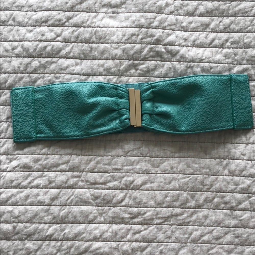 Teal leather belt